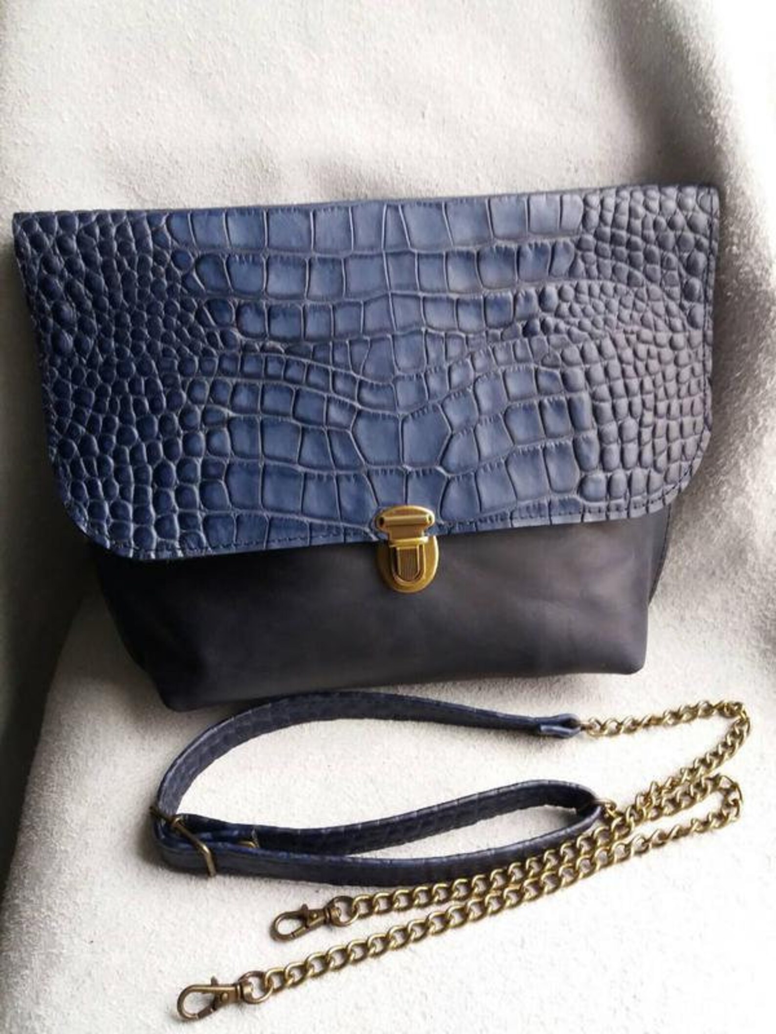 Leather shoulder bag Blue Leather Crossbody Bag Handmade Etsy