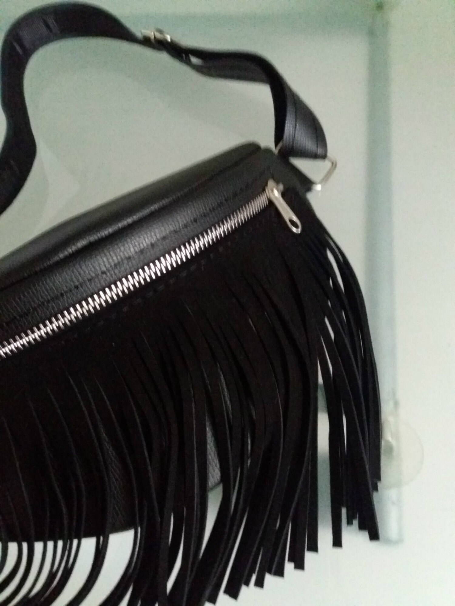 Leather Fanny Pack Fringe Black Leather Hip Bag Women Leather Etsy