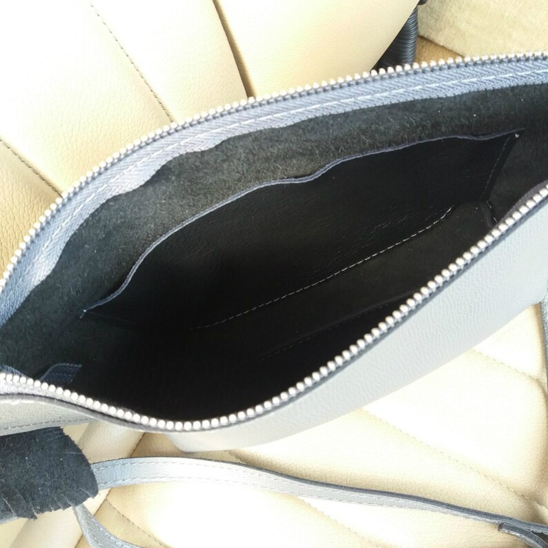 Dark Gray Leather Shoulder Bag Grey Leather Crossbody Bag Etsy