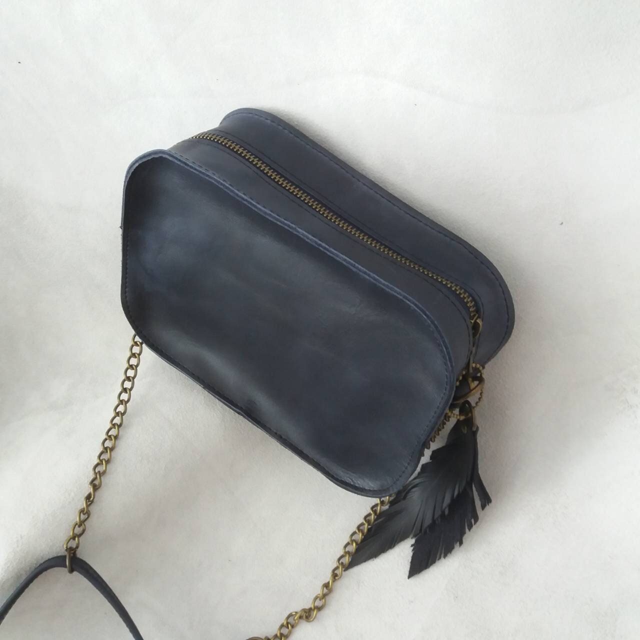 Leather Shoulder Bag Blue Leather Crossbody Bag Handmade Small Etsy UK