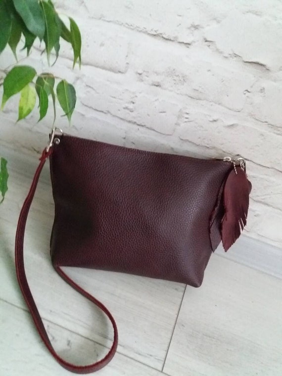 burgundy leather cross body bag