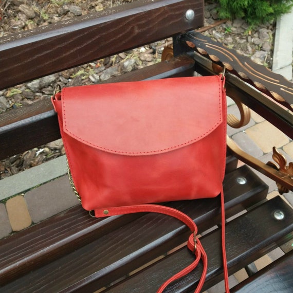 red leather shoulder bag