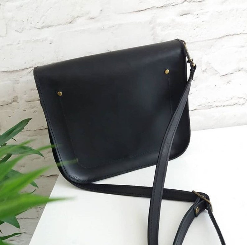 Black Leather Crossbody Bag Handmade Leather Crossbody Bag Etsy