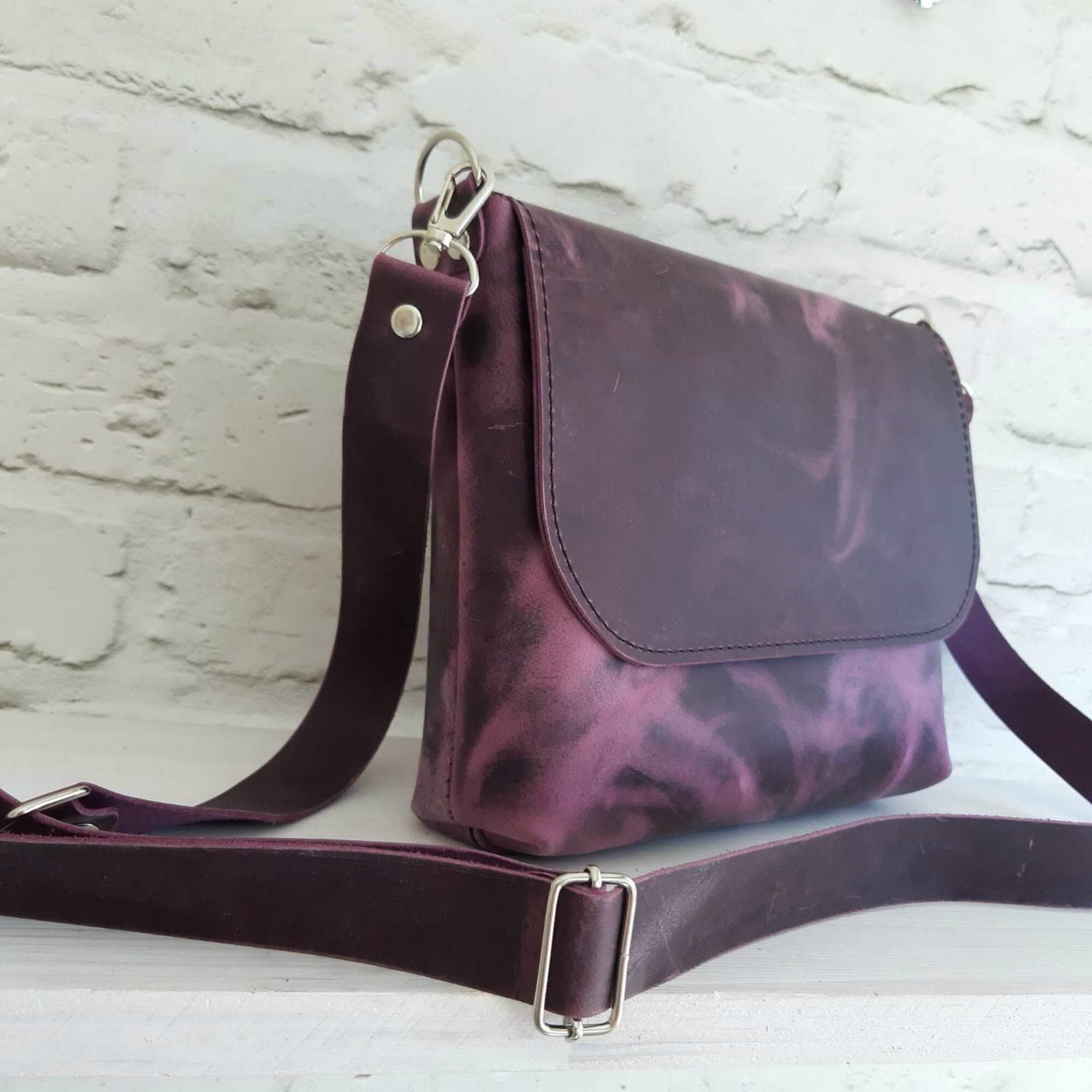 violet purse leather