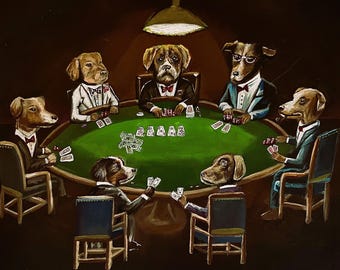 Dogs Playing Poker Original Acrylic Painting PRINT