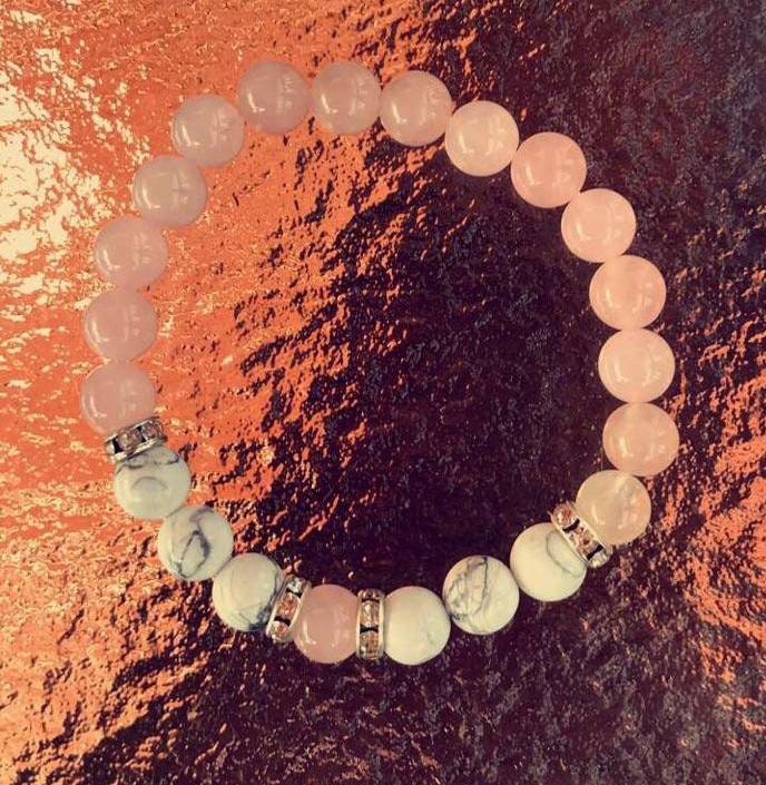 Howlite and Rose Quartz Bracelet Sets Etsy UK