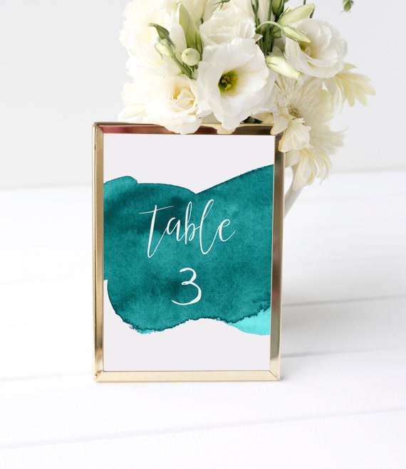 Printable Table Numbers Teal Wedding Decor Table Numbers Etsy