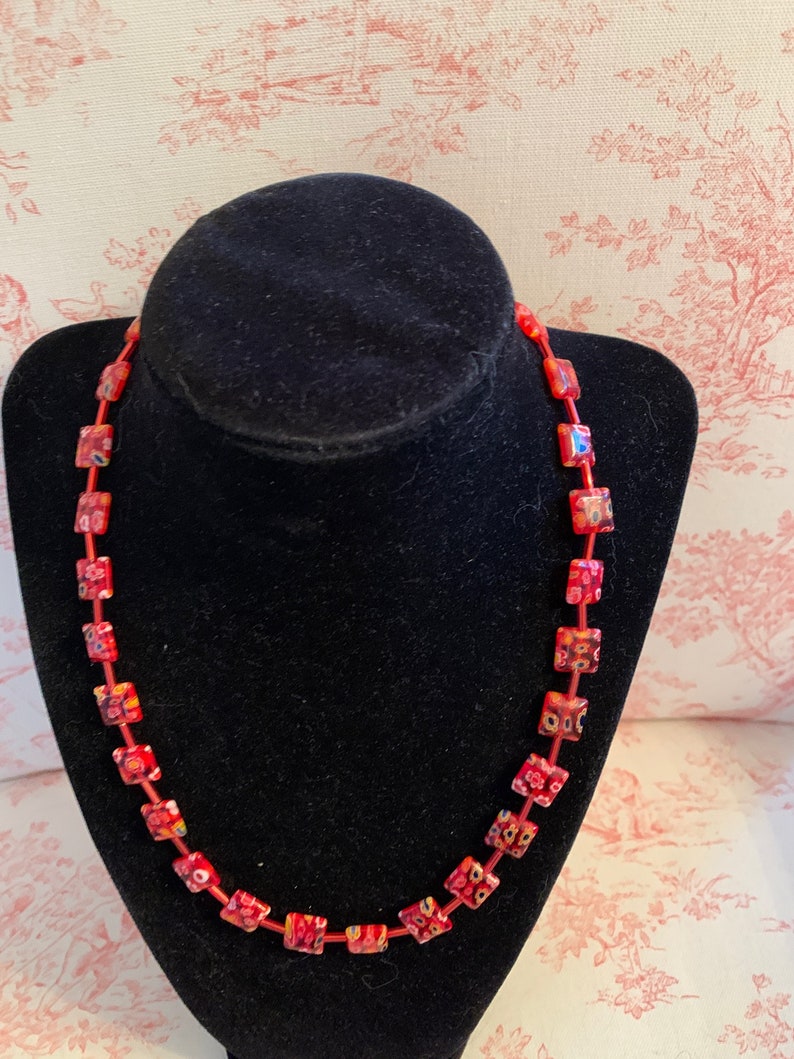 Red millefori necklace