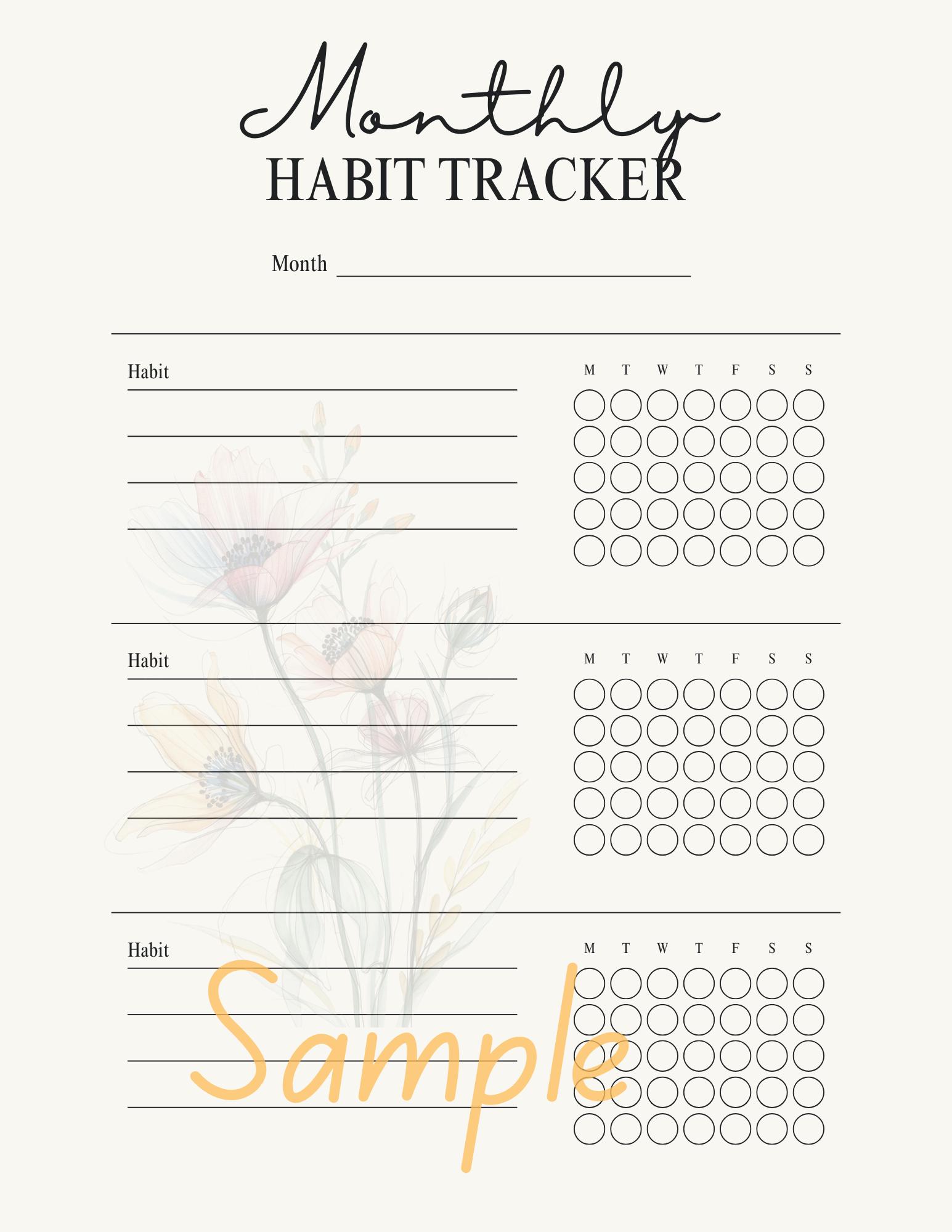 Simple Monthly Habit Tracker Printable | Minimalist | Clean ...