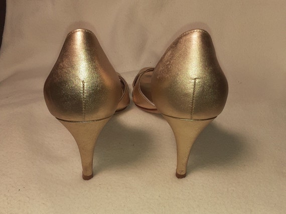 SZ  6M\Vintage Ann Taylor Gold  Leather Heels - image 7