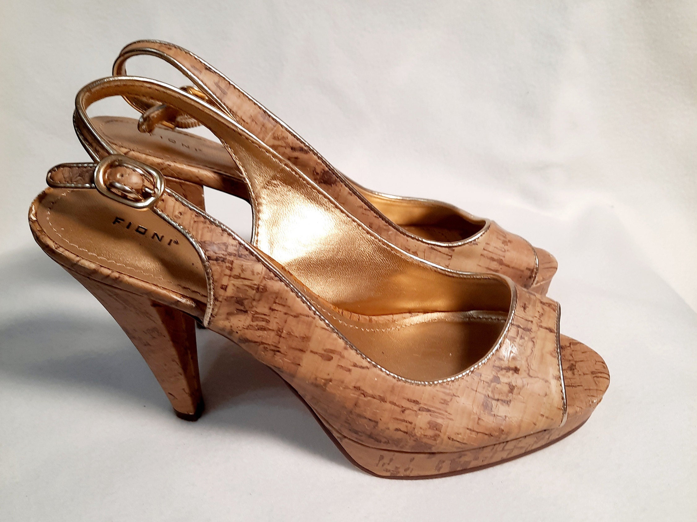 Fidni Cork Look Dressy Heels | Etsy