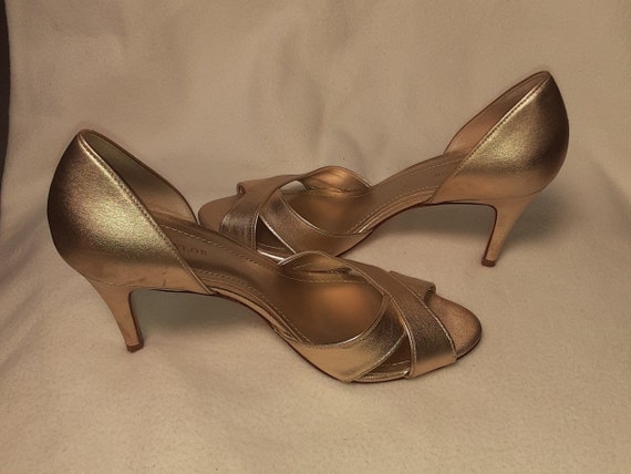 SZ  6M\Vintage Ann Taylor Gold  Leather Heels - image 3