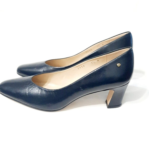 SZ 7.5M\Vintage Women's Navy-Blue Etienne Aigner Heels\ Dressy Heels