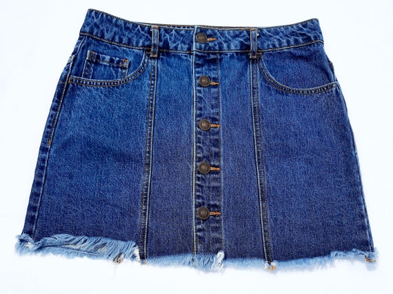 Blue Washed Denim Jeans Raw Hem | Etsy