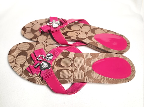 SZ  8M\Vintage Women Hot Pink  Coach Flip Flops - image 1