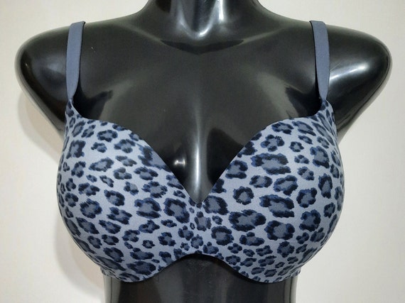 SZ 36dd/vintage Victoria's Secret Blue Leopard Seamless Underwire Bra 