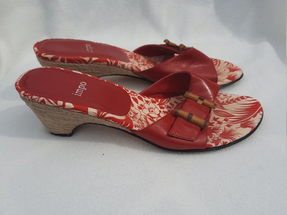SZ 8mvintage Red Impo Tropical Print Sandals Etsy
