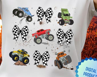 Coquette Monster Truck PNG jongen moeder geruit ontwerp png monster jam moeder digitaal ontwerp voor sublimatie boog cadeau voor mama van jarige