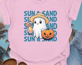 Summerween Ghost Comfort Colors Shirt: Spooky Beach Halloween Tee