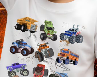 Monster Truck Toddler Tee Monster Jam girl truck birthday boy shirt trucks grid design gift for boy checkered flag dump truck big wheel race