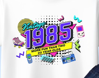 Vintage 1985 40th Birthday Retro PNG Design (Digital Download)