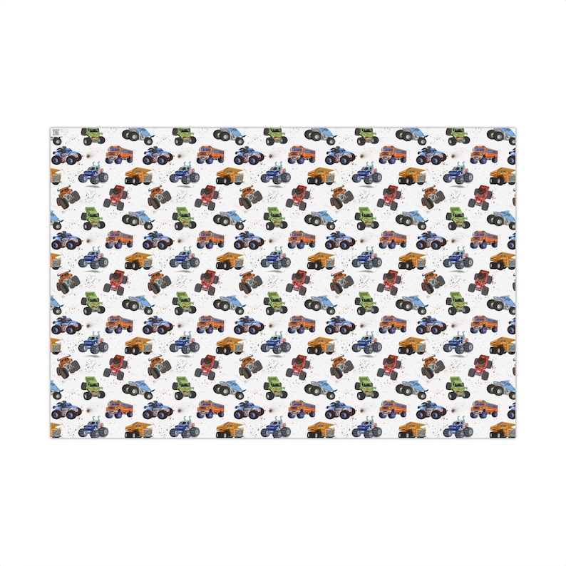 Monster Truck Gift Wrap for Birthday Boy Monster Jam Party Decor Christmas wrapping paper for baby shower image 4