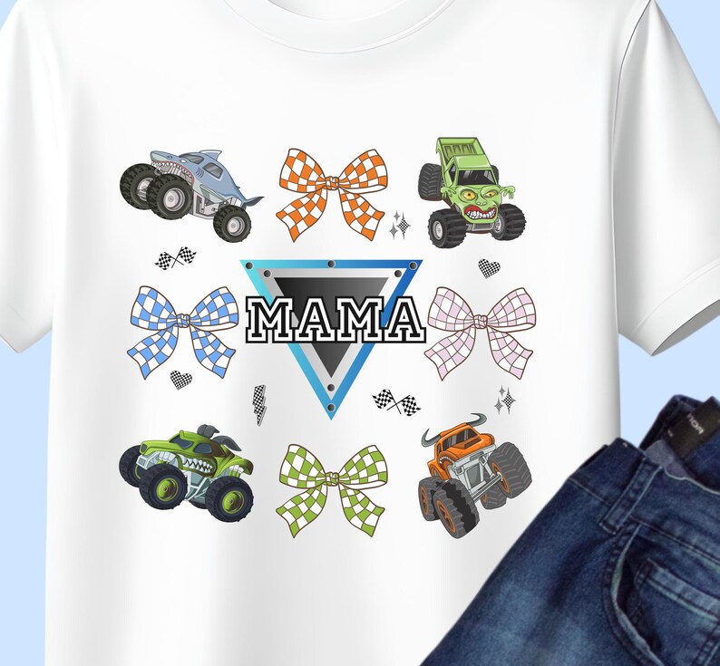 Monster Truck Coquette Mama digitale download Monster Jam geruit ontwerp PNG Crushing Motherhood afbeelding 6