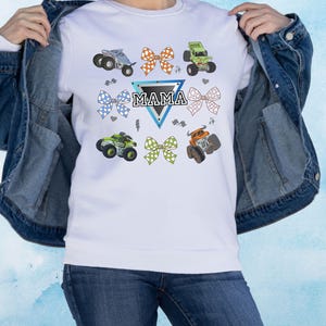 Monster Truck Coquette Mama digitale download Monster Jam geruit ontwerp PNG Crushing Motherhood afbeelding 2