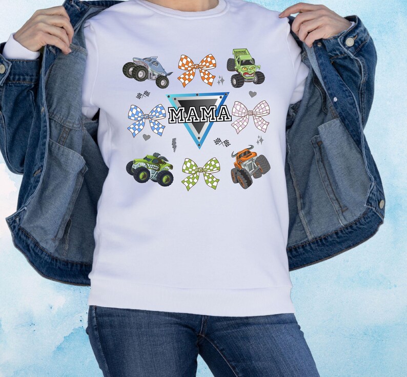 Monster Truck Coquette Mama digitale download Monster Jam geruit ontwerp PNG Crushing Motherhood afbeelding 2