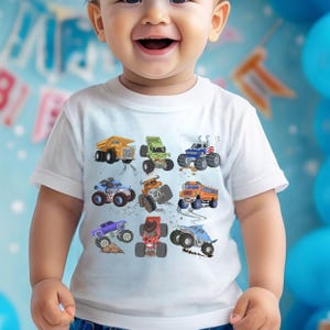 Monster Truck Toddler Tee Monster Jam girl truck birthday boy shirt trucks grid design gift for boy checkered flag dump truck big wheel race image 2