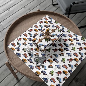 Monster Truck Gift Wrap for Birthday Boy Monster Jam Party Decor Christmas wrapping paper for baby shower image 3