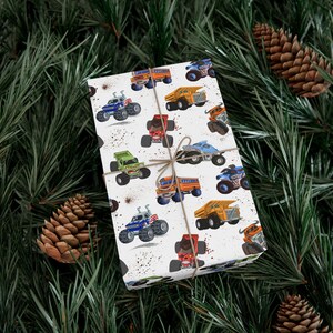 Monster Truck Gift Wrap for Birthday Boy Monster Jam Party Decor Christmas wrapping paper for baby shower image 2