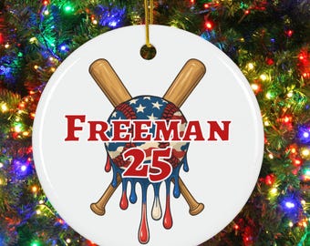 Personalized Baseball Ornament: Custom Name & Number, Keepsake Gift