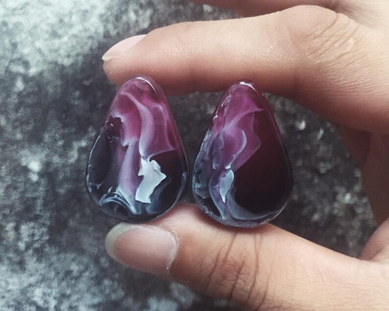 Blackclear-pink-Teardrop handmade plugstunnel