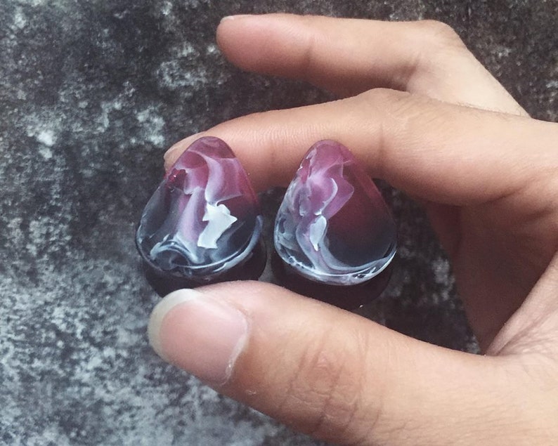 Blackclear-pink-Teardrop handmade plugstunnel