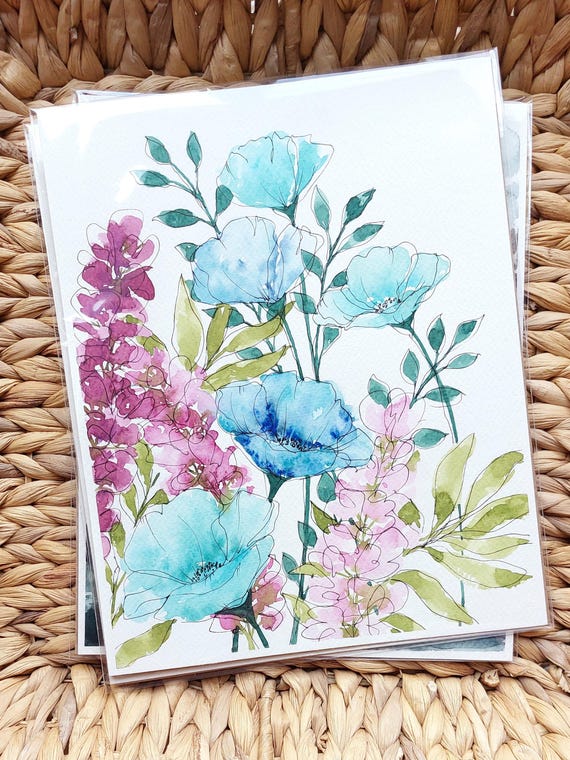 Custom Flower Painting | Custom Watercolor & Ink Painting | Hand Painted Art | Floral Line Art | Watercolor Abstract | Watercolor Flower Art