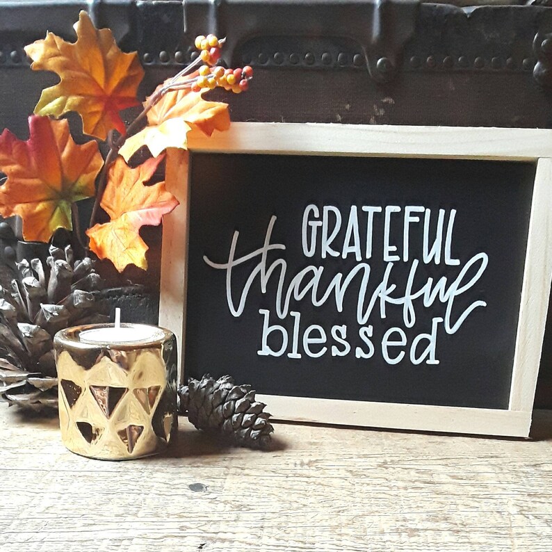 Fall Sign | Small Chalkboard Sign | Fall Decor | Grateful Thankful ...