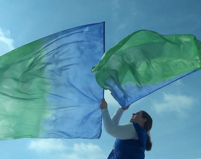 READY TO SHIP - Worship Flags, Set of two, Rectangular, Hand Dyed, Adult Size - "Replenish"