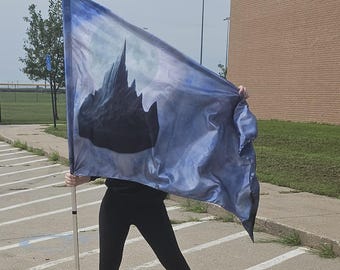 Mountain - Color Guard Hand Dyed/Printed Flag - No Pole Included - ONE FLAG