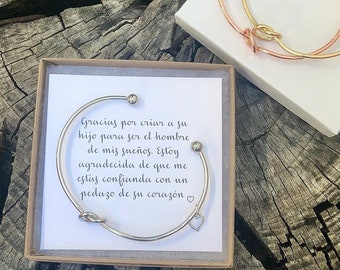 Gracias por levantar el bam de mis sueños, mother-in-law gift, mother in law thank you, tie the knot, knot bracelet, Spanish card