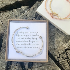 Gracias por levantar el bam de mis sueños, presente da sogra, sogra obrigado, dê o nó, pulseira com nó, cartão espanhol
