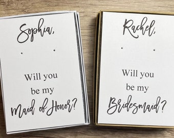 Will you be my bridesmaid? custom personalized bridesmaid proposal, earring card, kraft jewelry box, bridesmaid gift, tie the knot