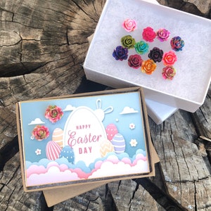 Osterschmuck Geschenk, Blumen Ohrringe, Rosen Ohrringe, frohe Ostern, Frühlingsgeschenk, kleines Mädchen Ostergeschenk