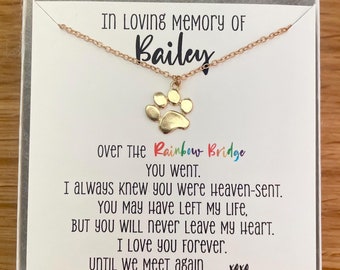 Regalos personalizados, regalos por la pérdida de un perro, joyas por la pérdida de un perro, regalos de condolencia por la pérdida de un perro, collar conmemorativo para perros, collar con poema del puente del arcoíris, regalos