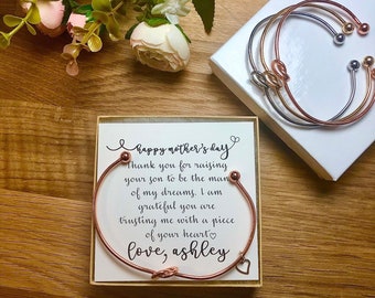 Mother’s Day gift, Thank you for raising the man of my dreams, mother-in-law gift, rose gold, tie the knot, knot bracelet