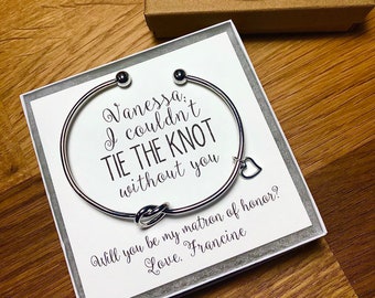 Custom I can't tie the knot without you|bridesmaid proposal|tie the knot|knot bracelet|set of bridesmaid bracelet|will you be my bridesmaid?
