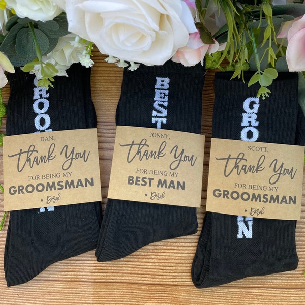 Personalized Wedding Socks /Groomsmen thank you Gift/ Groomsmen Proposal/ Sock Labels/ Groomsman Gifts/ Best Man Gift/ Wedding Day gift -