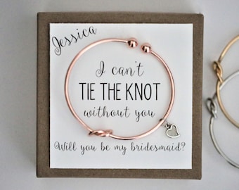 Custom I can't tie the knot without you|bridesmaid proposal|tie the knot|knot bracelet|set of bridesmaid bracelet|will you be my bridesmaid?