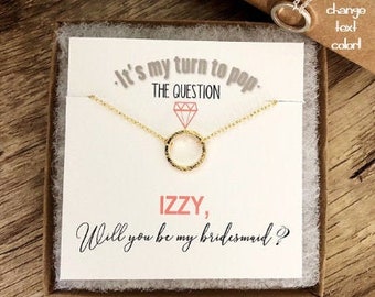 Will you be my bridesmaid necklace, I couldn’t tie the knot without you, bridesmaid proposal, circle necklace, knot necklace, wedding gift