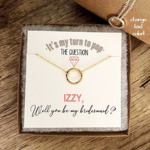 Will you be my bridesmaid necklace, I couldn’t tie the knot without you, bridesmaid proposal, circle necklace, knot necklace, wedding gift